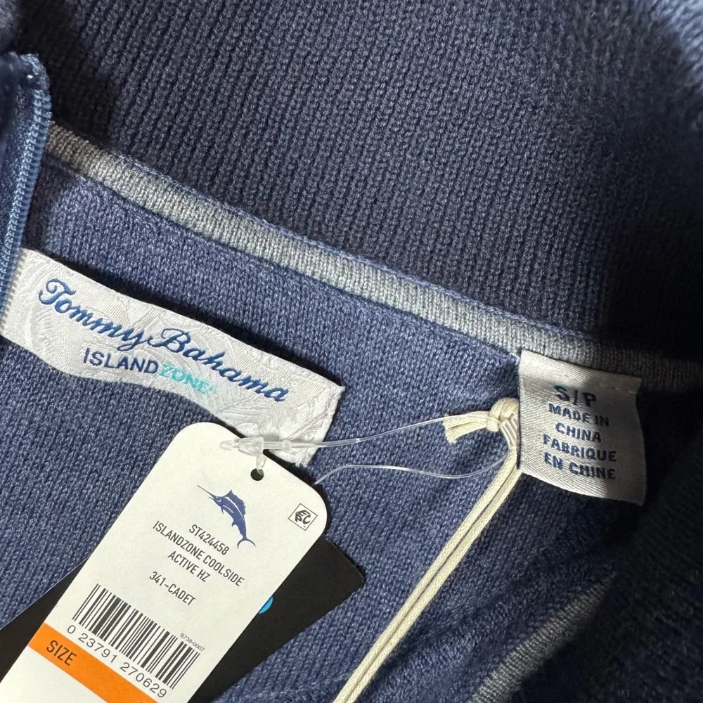 Tommy Bahama IslandZone Coolside Active HZ 1/4 Pullover Cadet Blue Mens S NEW